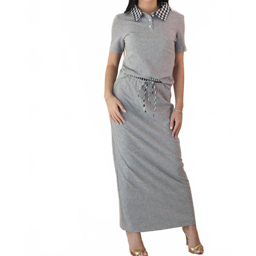 NEW SUNDAYUP anna polo shirt and midi skirt set in grey - Picture 1 of 10